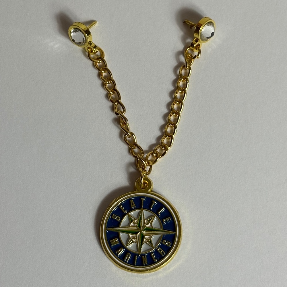 New Era Seattle Mariners Logo Chain Hat Pin Pins Fitted Hats Hatpin Gold Blue